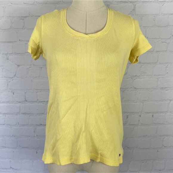 Tommy Hilfiger Tops - ⭐ 3/$15 Tommy Hilfiger Small Yellow Ribbed Short Sleeve Top